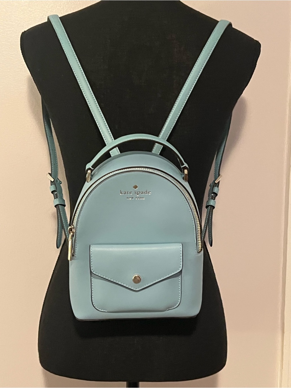 Kate Spade SCHUYLER Mini Backpack-Smoky Blue Saffiano PVC Leather
